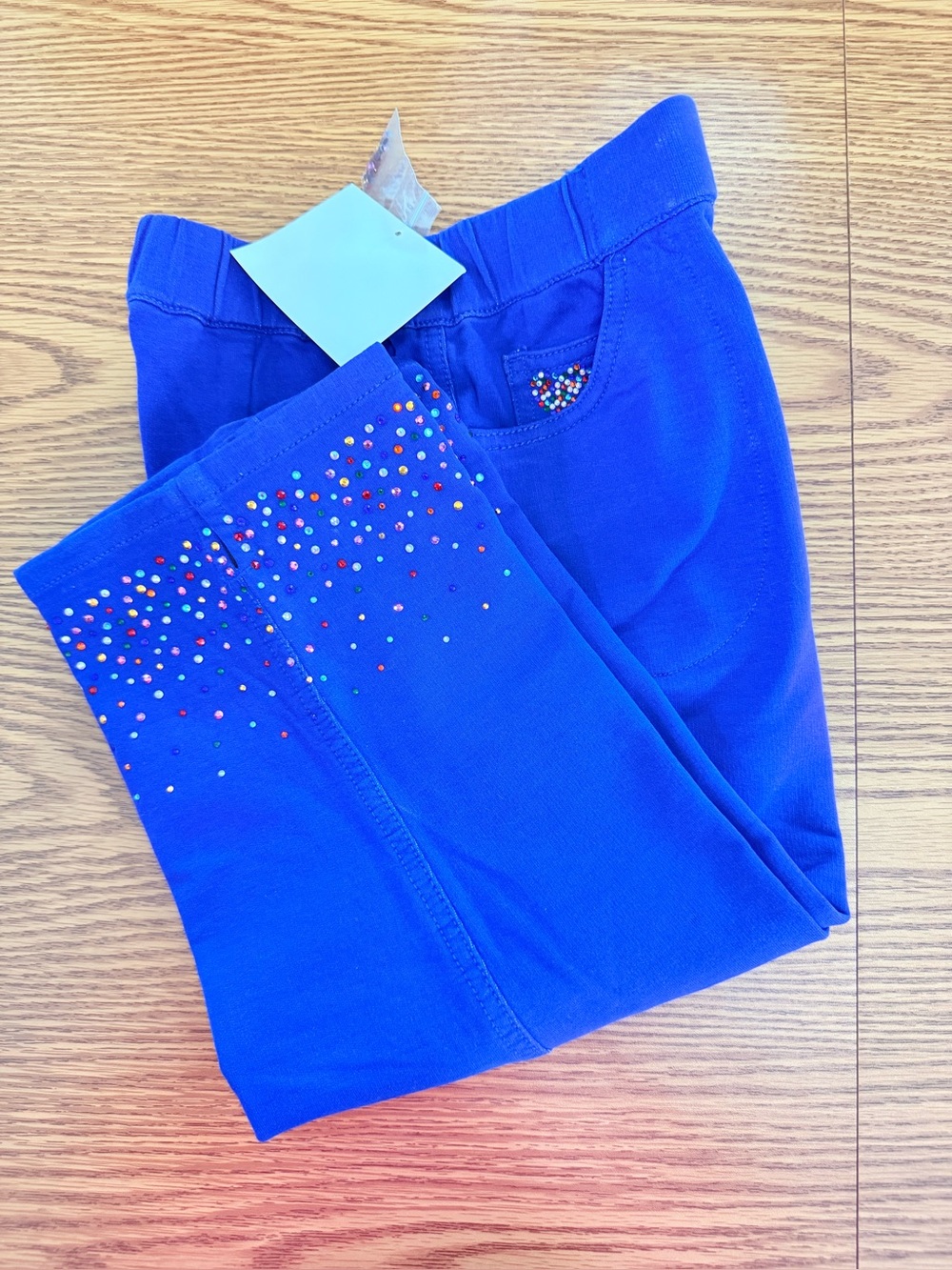 Quacker Factory Dream Jeans Capri - Royal Blue Rhinestone Bling Embellished  NWT